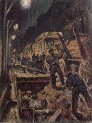 Waldemar Rosler U-train-building in night oil painting picture wholesale